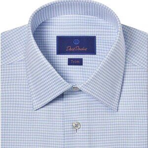 David Donahue Men's End On End Trim Fit Twill Check Dress Shirt - 16.5 34/35